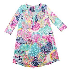 Lilly Pulitzer Dress Womens Small Multicolor Floral 3/4 Sleeve Pima Cotton Tunic